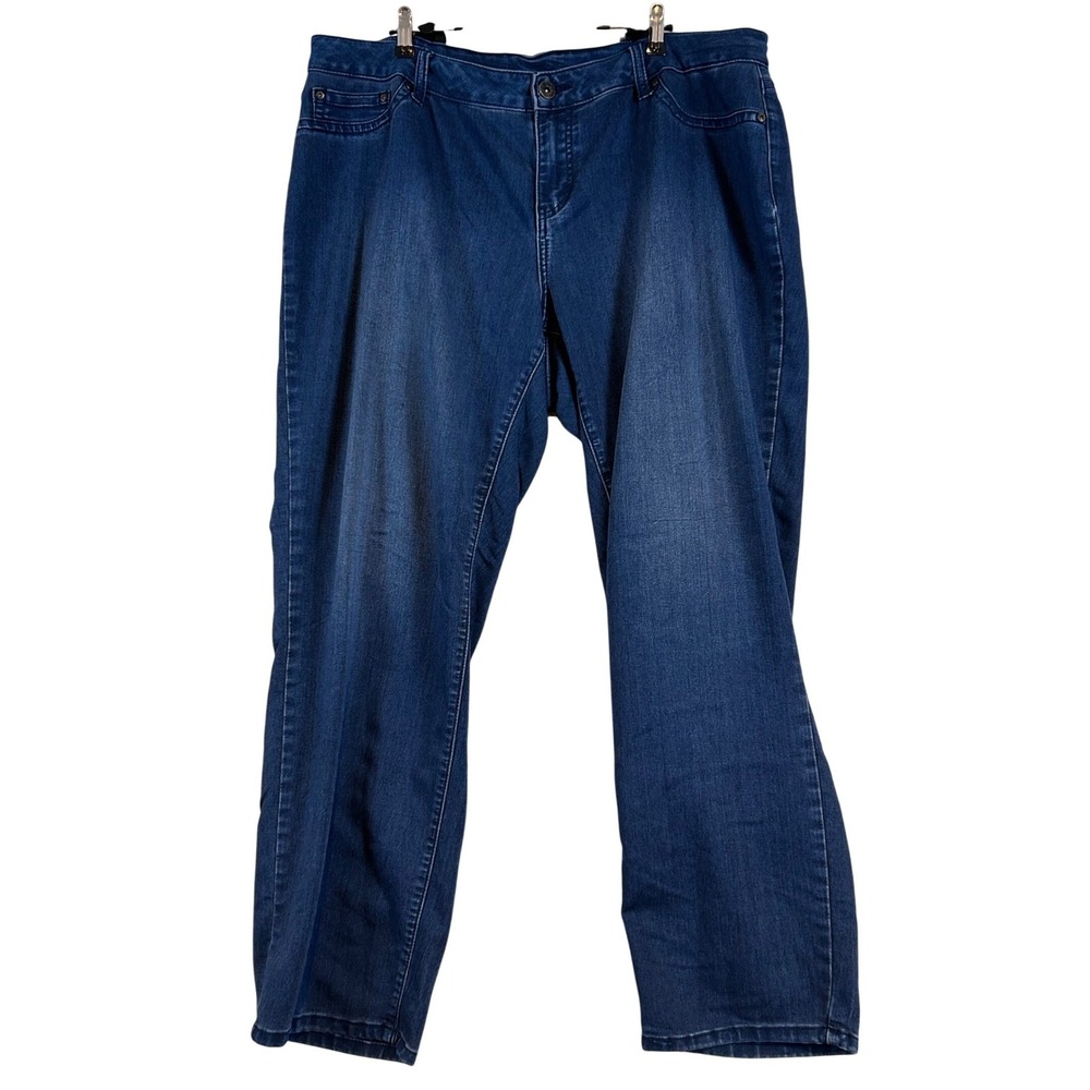 Zanadi Womens Plus Size 22W Dark Wash Straight Leg Stretch Denim Jeans Plus Size